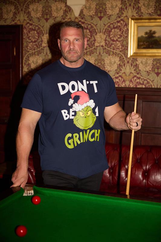 BadRhino Big & Tall Navy Blue Grinch Christmas Graphic T-Shirt