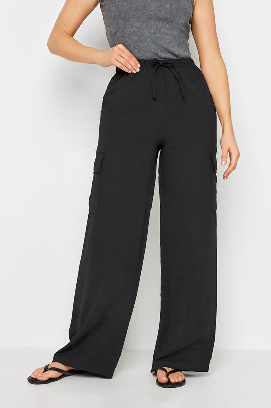 LTS Tall Women's Black Cargo Crepe Wide Leg Trousers | Long Tall Sally 1