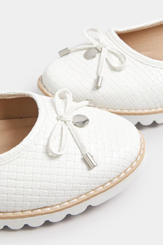 White Woven Ballet Pumps In Extra Wide EEE Fit | Yours Clothing 5