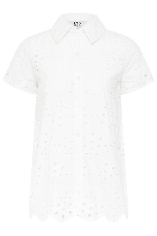 LTS Tall White Broderie Short Sleeve Shirt | Long Tall Sally  6
