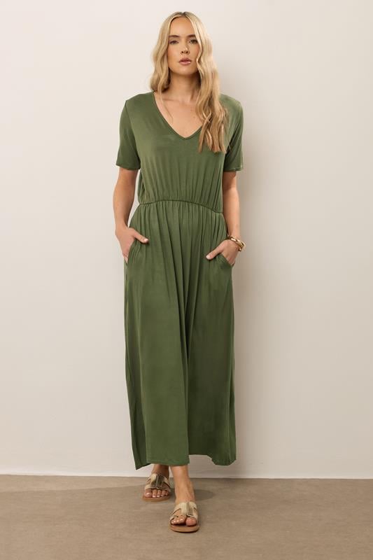 Tall  LTS Tall Khaki Green Maxi T-Shirt Dress