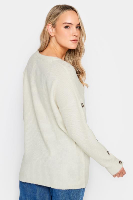 LTS Tall Ivory White Button Long Sleeve Jumper | Long Tall Sally  3