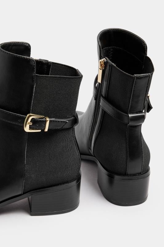 LTS Black Block Heel Buckle Ankle Boots In Standard Fit | Long Tall Sally 4