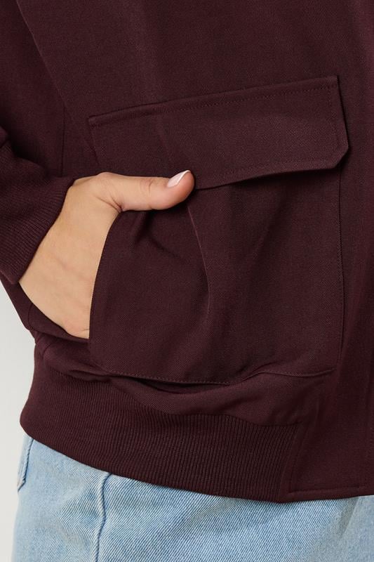 LTS Tall Burgundy Red Pocket Bomber Jacket | Long Tall Sally 5