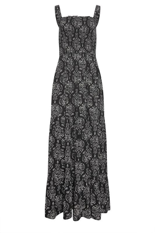 LTS Tall Women's Black Aztec Print Shirred Maxi Dress | Long Tall Sally 6