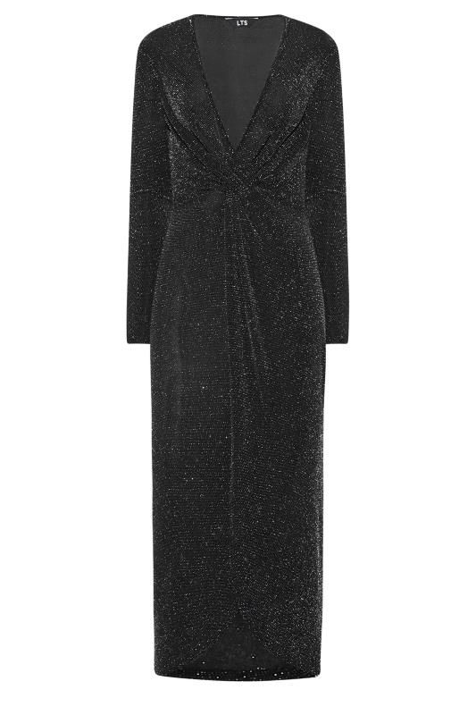 LTS Tall Women's Black & Silver Glitter Wrap Midi Dress | Long Tall Sally 6
