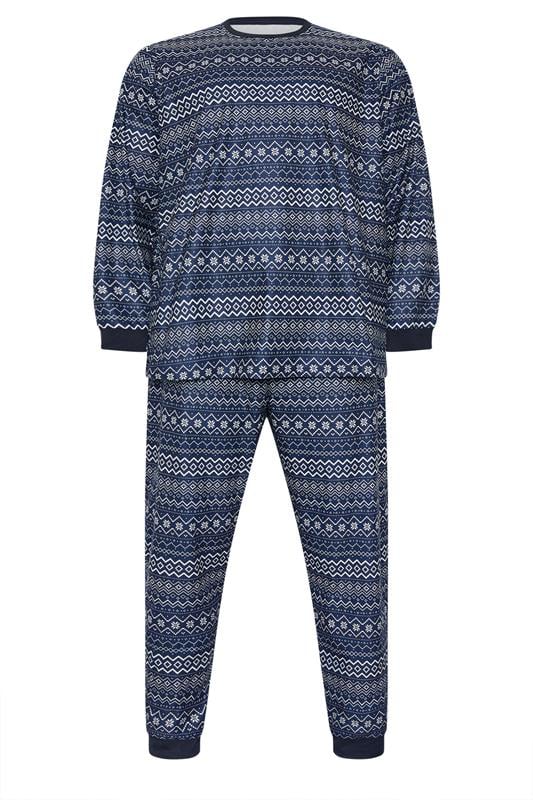 BadRhino Big & Tall Navy Blue Fairisle Pyjama Set | BadRhino 6