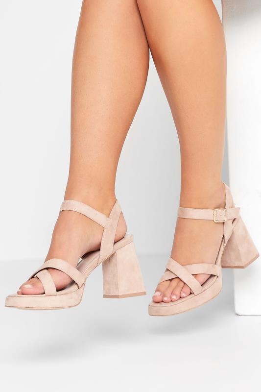 Plus Size  Yours Nude Platform Flat Sandal Heels In Wide E Fit & Extra Wide EEE Fit