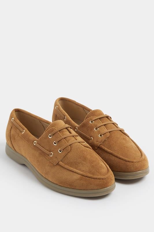Brown Faux Suede Loafers In Extra Wide EEE Fit