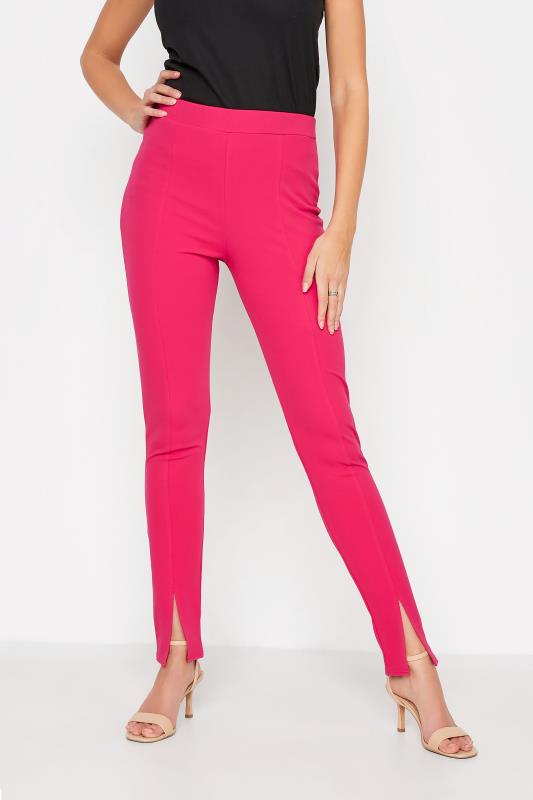 Tall  LTS Tall Bright Pink Split Front Stretch Slim Trousers