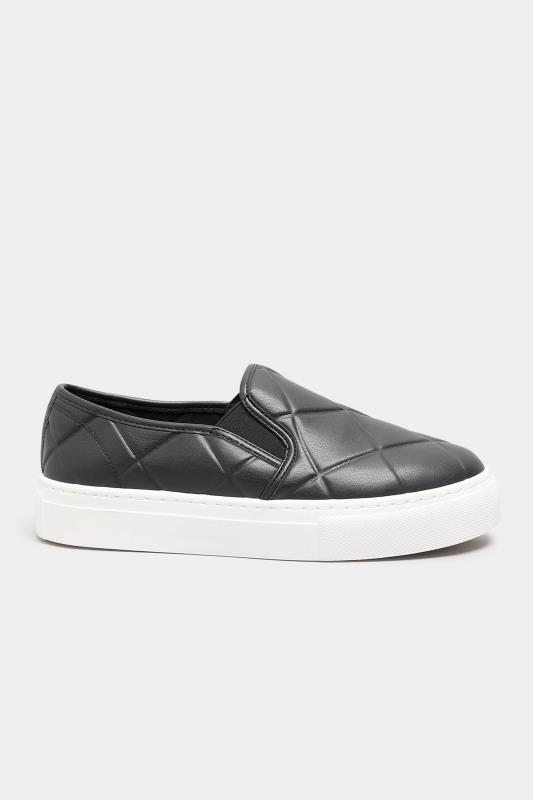 Black Quilted Slip-On Trainers In Extra Wide Fit 3
