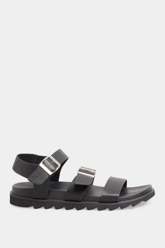 LTS Black Buckle Strap Sandals In Wide E Fit | Long Tall Sally 3
