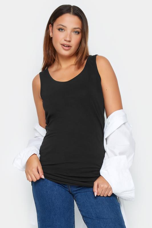 LTS MADE FOR GOOD Black Cotton Longline Vest Top | Long Tall Sally  1