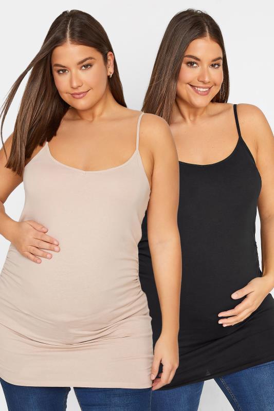  2 PACK Tall Maternity Black & Nude Cami Vest Tops