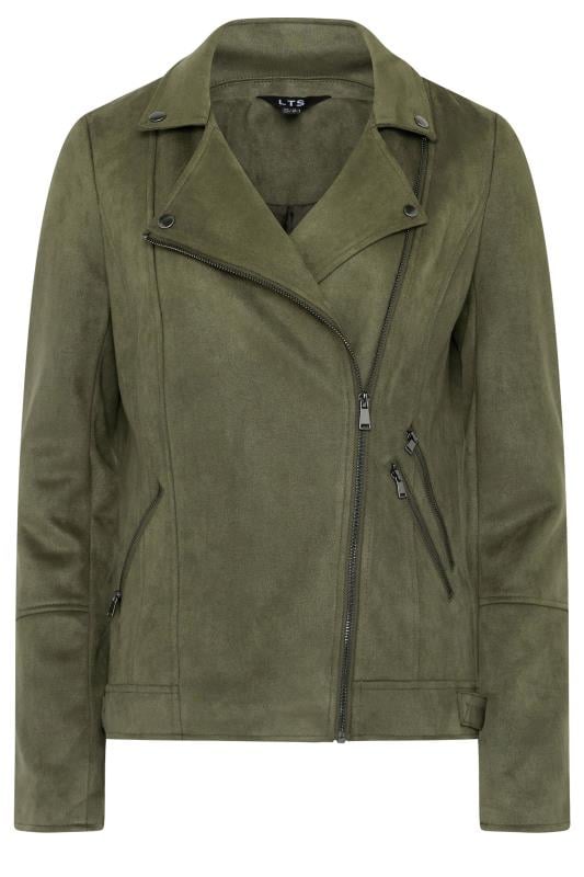 LTS Tall Olive Green Faux Suede Biker Jacket Long Tall Sally