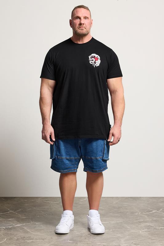 BadRhino Big & Tall Black Extra Long Japanese Animal Graphic T-Shirt | BadRhino 1