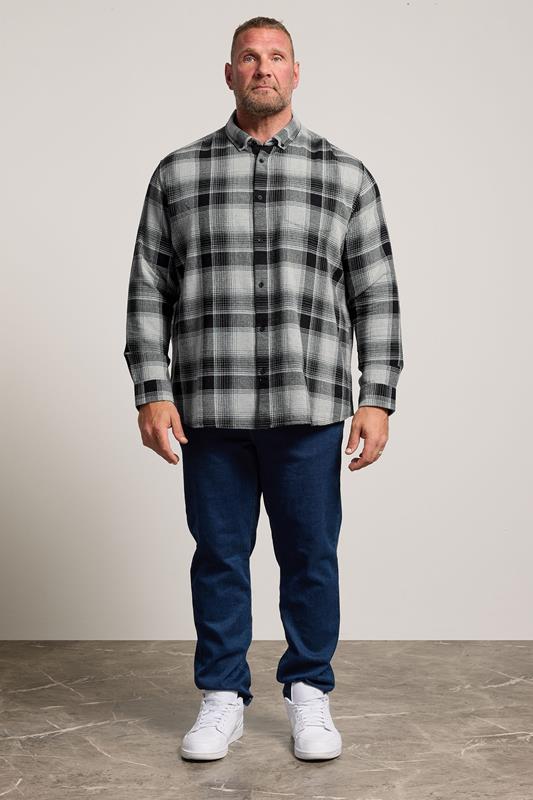 BadRhino Big & Tall Black Check Long Sleeve Shirt | BadRhino 1