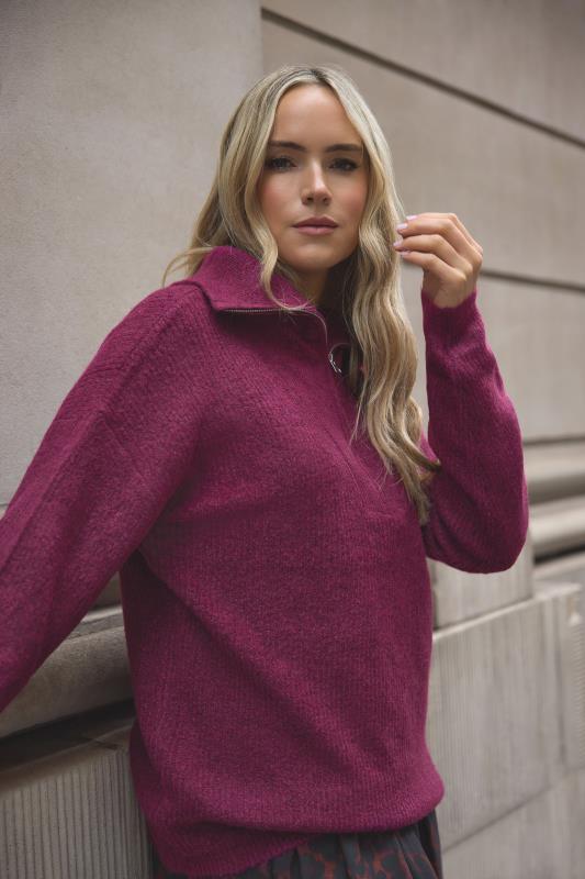 LTS Dark Purple Funnel Neck Jumper | Long Tall Sally  1