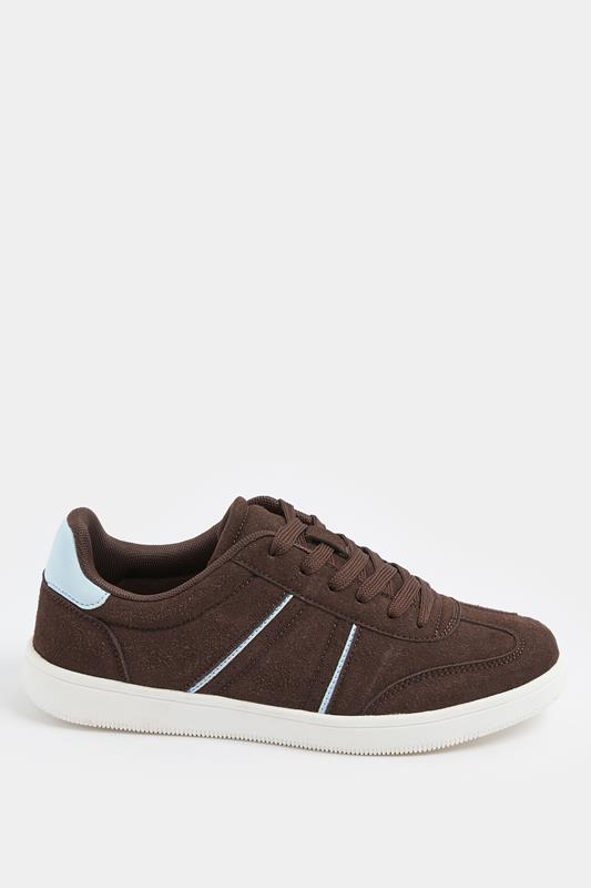 Chocolate Brown Panelled Trainers In Extra Wide EEE Fit | Yours Clothing 2