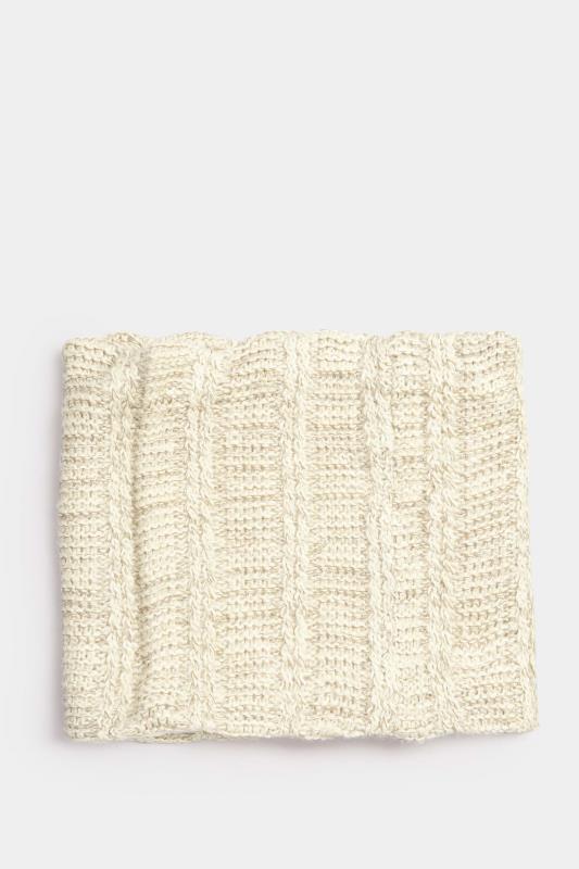 Natural Cream Cable Knit Fur Lined Snood 2