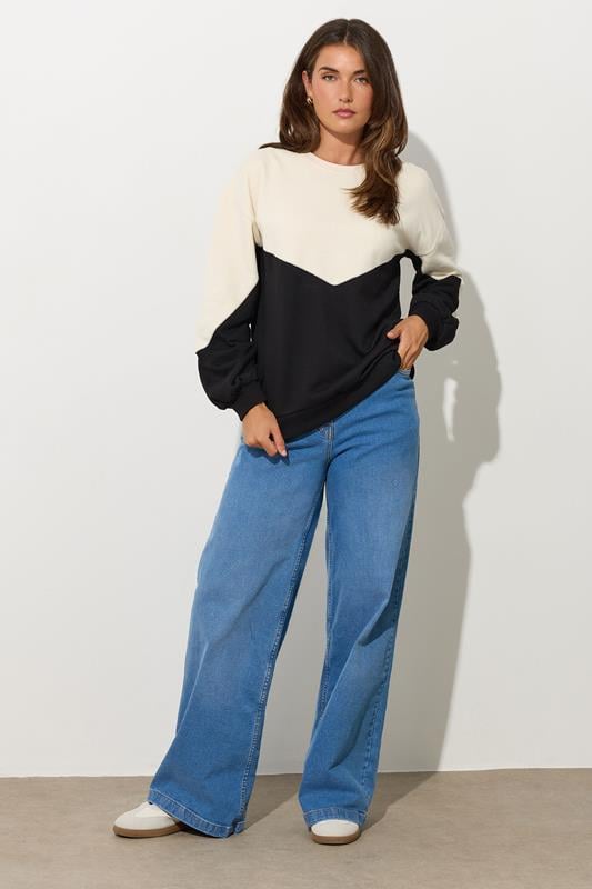 LTS Tall Black Contrast Colour Block Sweatshirt | Long Tall Sally 3