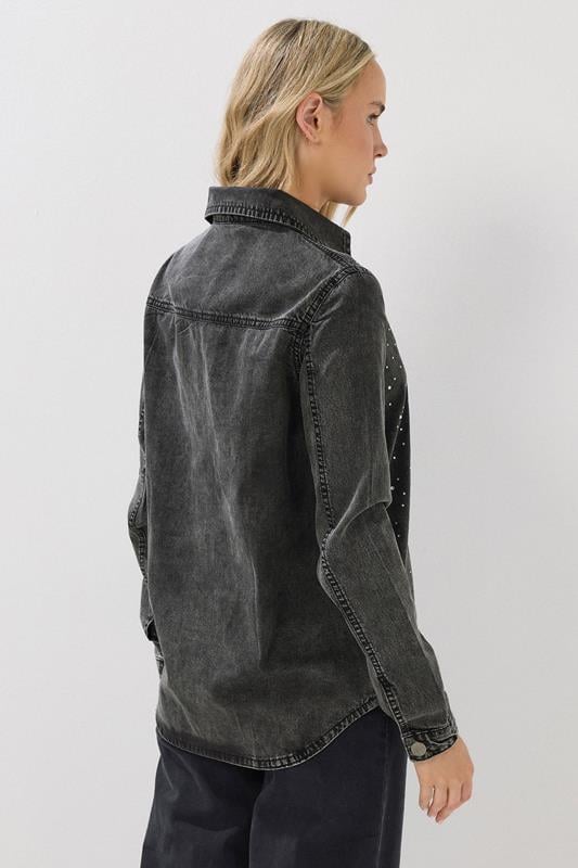 LTS Tall Grey Studded Denim Shirt | Long Tall Sally 3