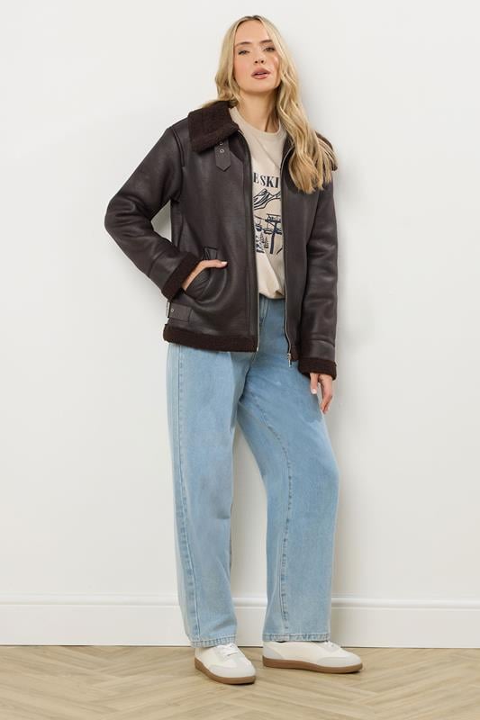 LTS Tall Chocolate Brown Aviator Jacket | Long Tall Sally 4