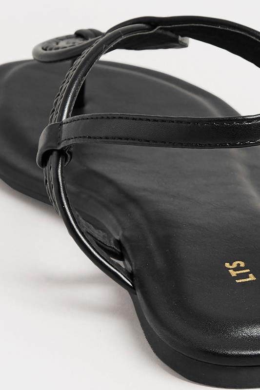 LTS Black T-Bar Swirl Flat Sandals In Standard Fit | Long Tall Sally 4