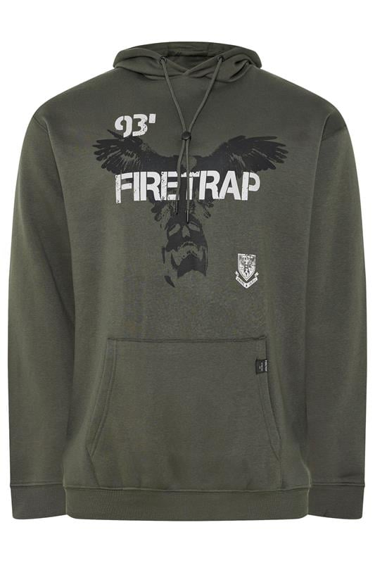 FIRETRAP Big & Tall Khaki Green Hawk Hoodie | BadRhino 1
