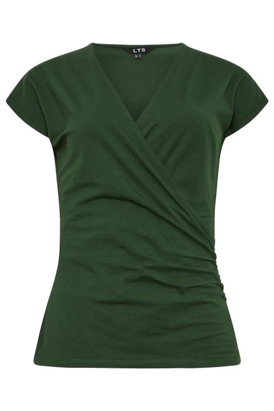 LTS Tall Women's Forest Green Short Sleeve Wrap Top | Long Tall Sally  6