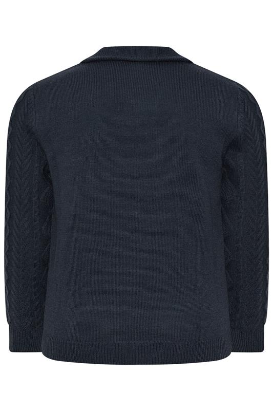 BadRhino Big & Tall Navy Blue Cable Knit Quarter Zip Jumper | BadRhino 6
