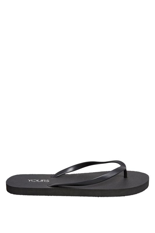 Black Flip Flops In Extra Wide EEE Fit | Yours Clothing 6