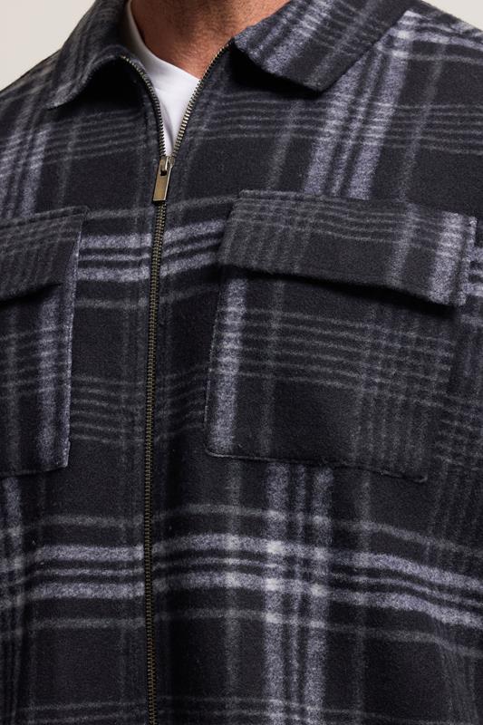 BadRhino Big & Tall Blue Check Print Zip Through Overshirt | BadRhino 4