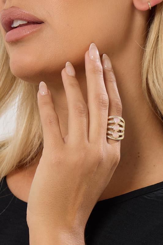 Plus Size  Yours Gold Tone Stretch Statement Ring
