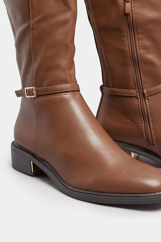 Chocolate Brown Snaffle Stretch Knee High Boots In Standard Fit | Yours Clothing 5