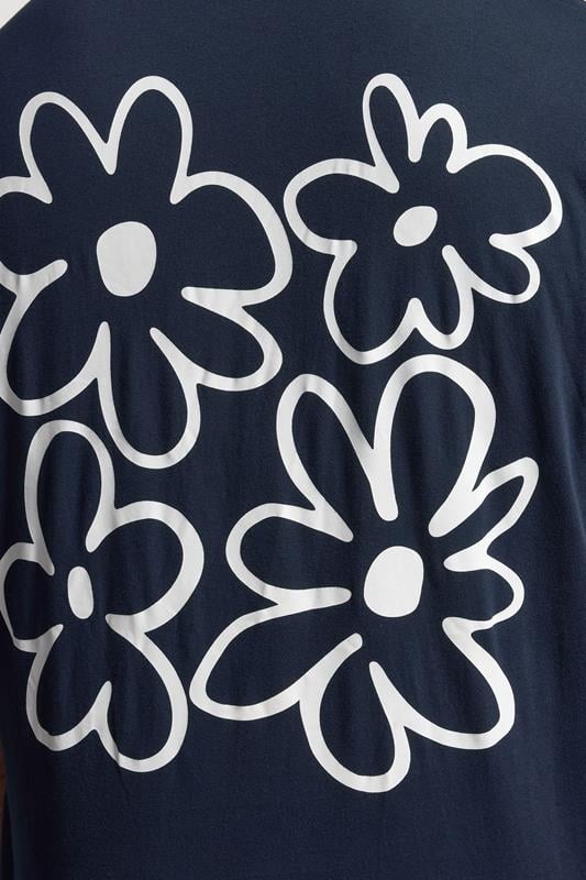 BadRhino Big & Tall Navy Blue Flower Graphic T-Shirt | BadRhino 6