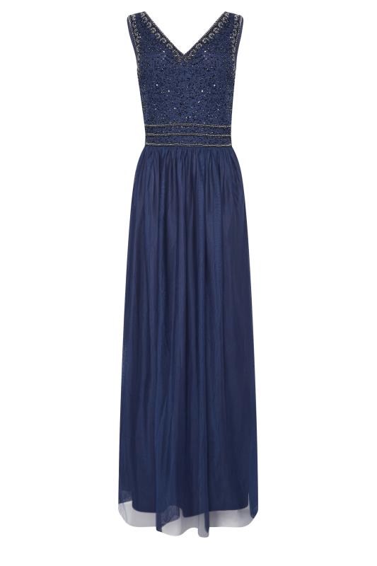 LTS Tall Women's Navy Blue Sequin Hand Embellished Maxi Dress | Long Tall Sally 6