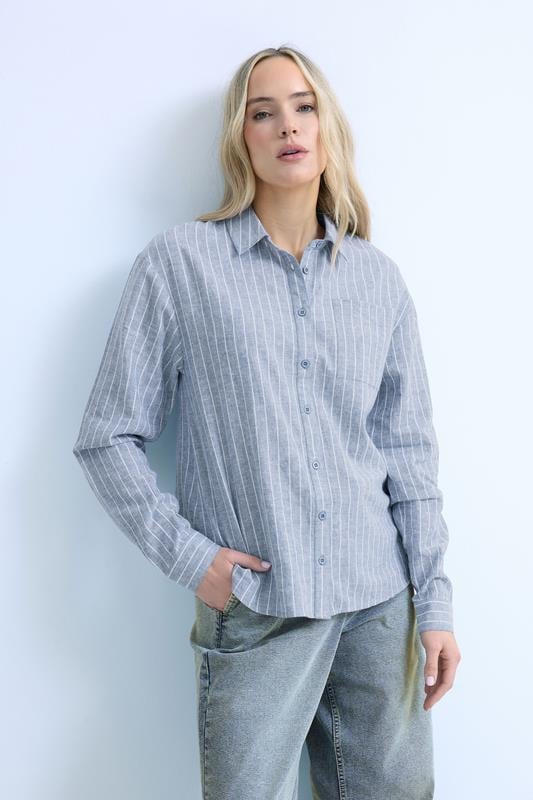 Tall  LTS Tall Blue Stripe Collared Shirt
