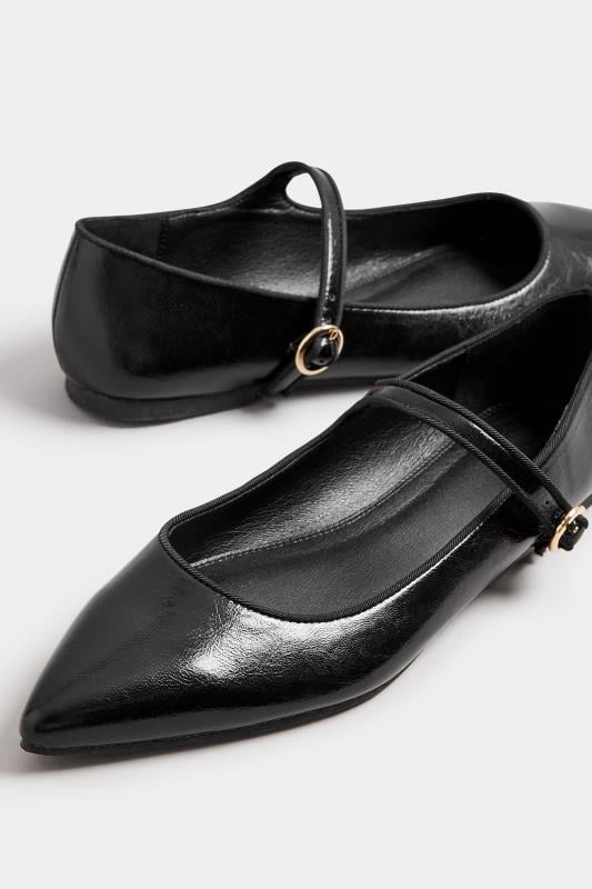 LTS Black Mary Jane Point Flats In Standard Fit | Long Tall Sally  6