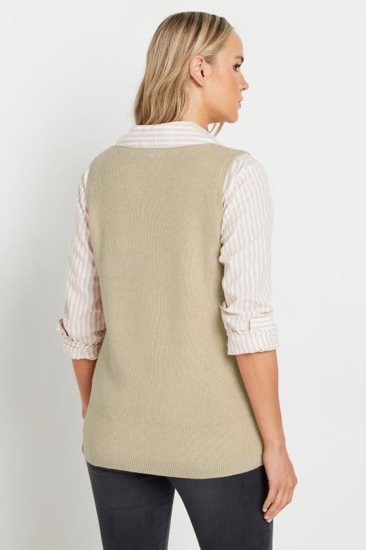 LTS Tall Women's Beige Brown V-Neck Knitted Vest Top | Long Tall Sally 5