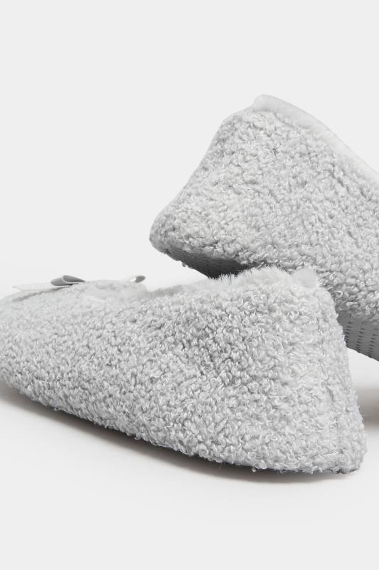 Grey Teddy Ballet Slippers In Wide E Fit | Yours Clothing 4