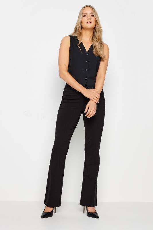 Plus Size Black Pull On Ribbed Bootcut Trousers