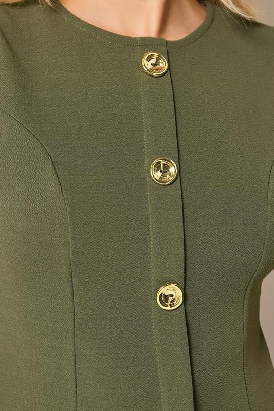 LTS Tall Women's Set Khaki Green Textured Waistcoat & Wide Leg Trousers | Long Tall Sally 2