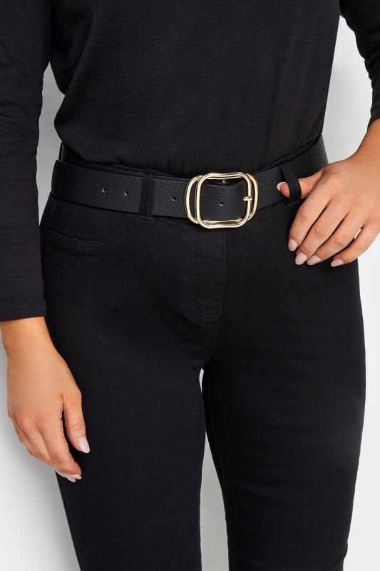 Black & Gold Double Buckle Belt | Yours Clothing 1