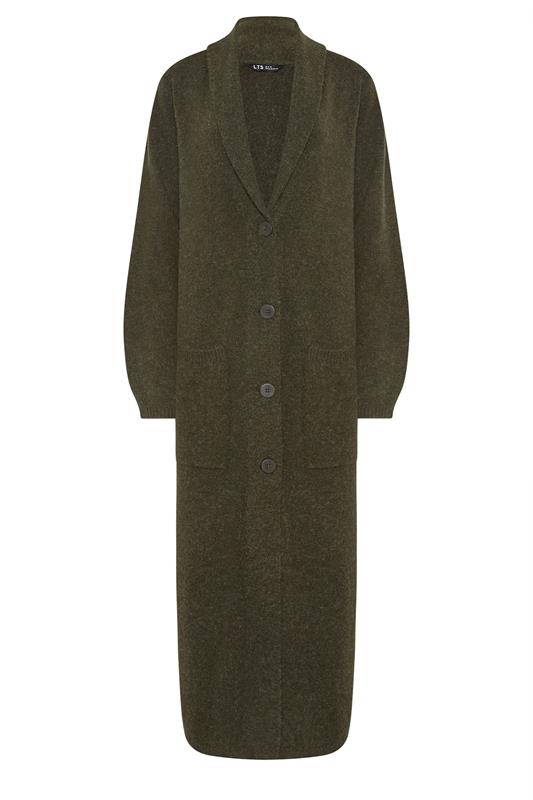 LTS Tall Women's Khaki Green Knitted Maxi Cardigan | Long Tall Sally 6