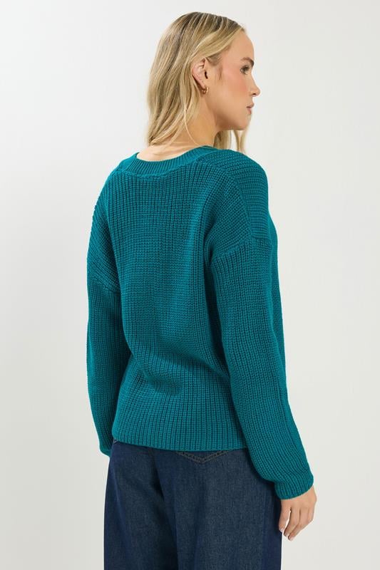 LTS Tall Women's Teal Blue V-Neck Cardigan | Long Tall Sally 3