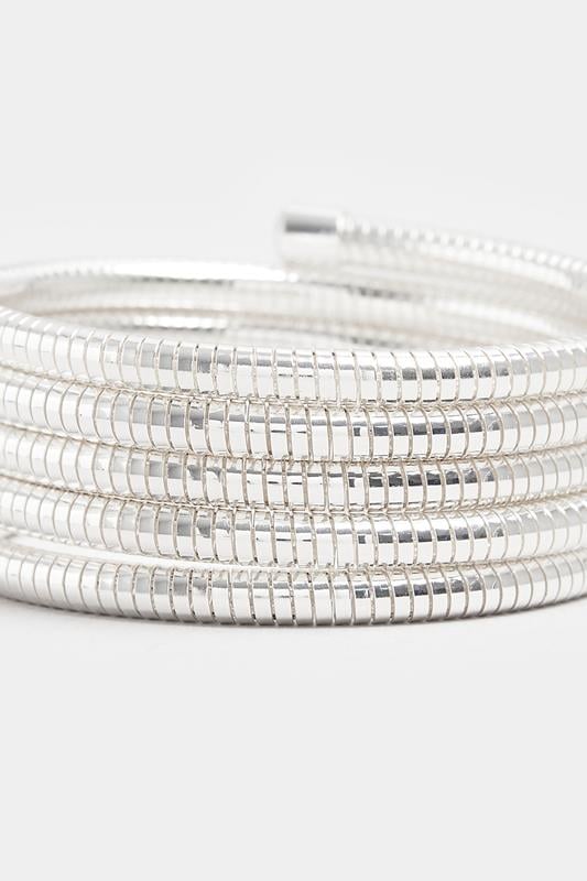 Silver Coil Wrap Stretch Bracelet | Yours Clothing 2