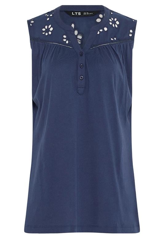 LTS Tall Women's Navy Blue Embroidered Cotton Vest | Long Tall Sally 5