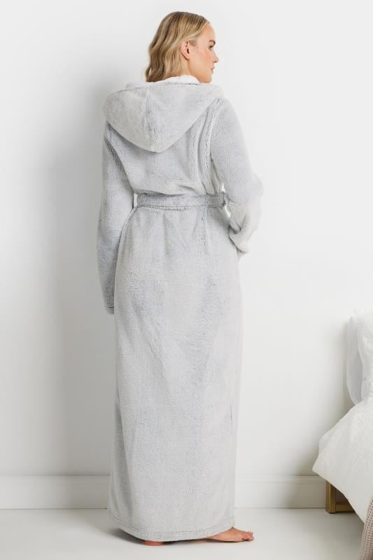 Grey fluffy hooded dressing gown sale