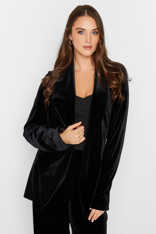 LTS Tall Women's Black Velvet Belted Blazer | Long Tall Sally 1